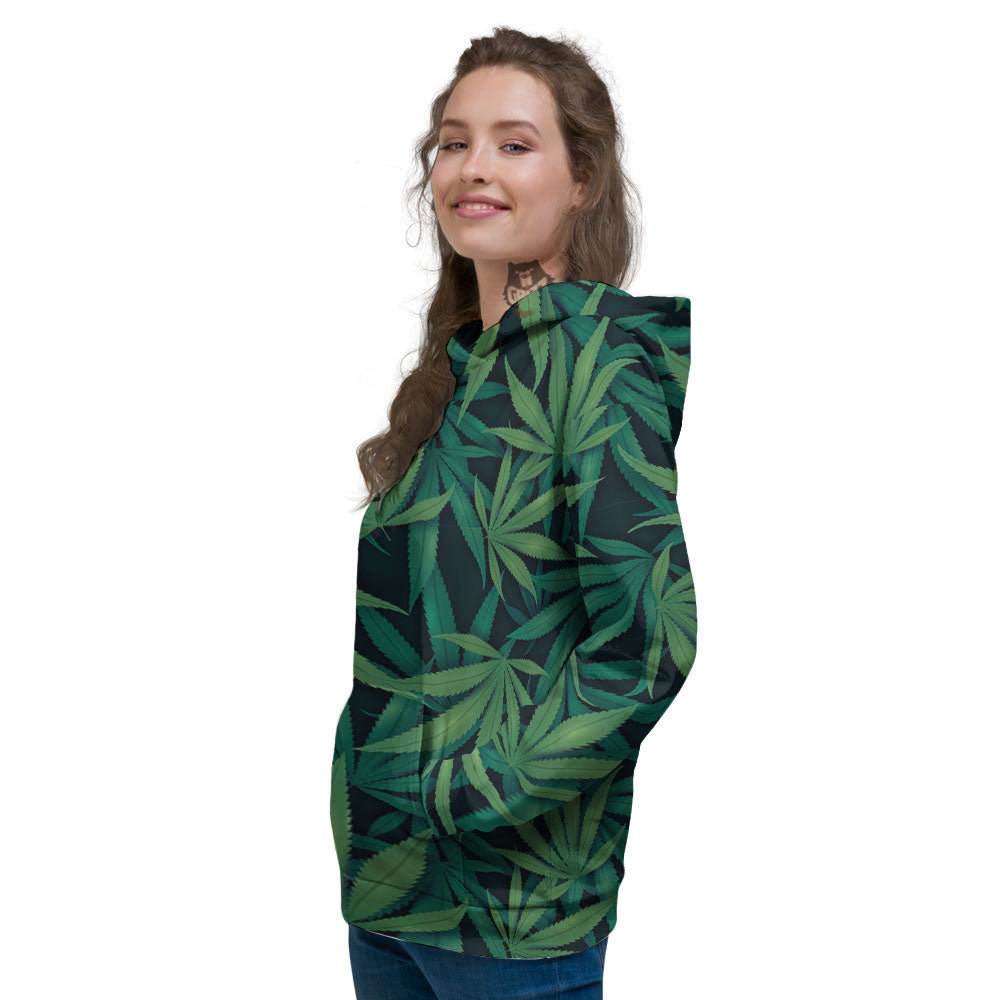 Pot Leaf Print Pattern Women's Hoodie-grizzshop