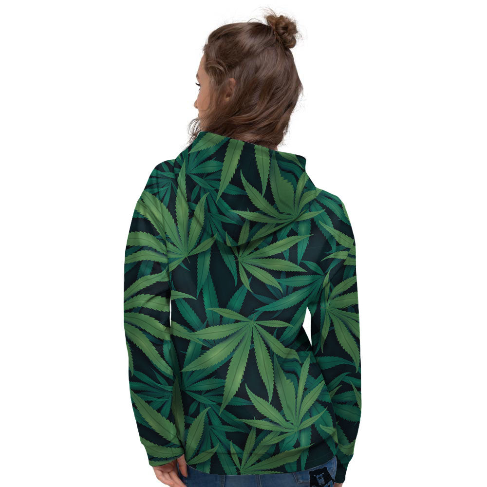 Pot Leaf Print Pattern Women's Hoodie-grizzshop