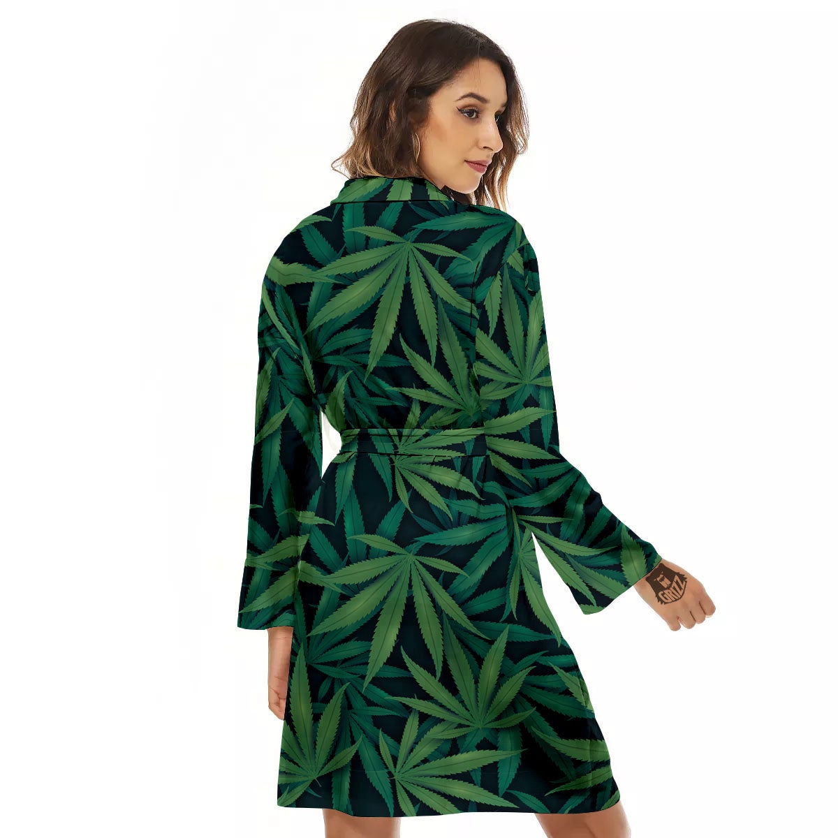 Pot Leaf Print Pattern Women's Robe-grizzshop