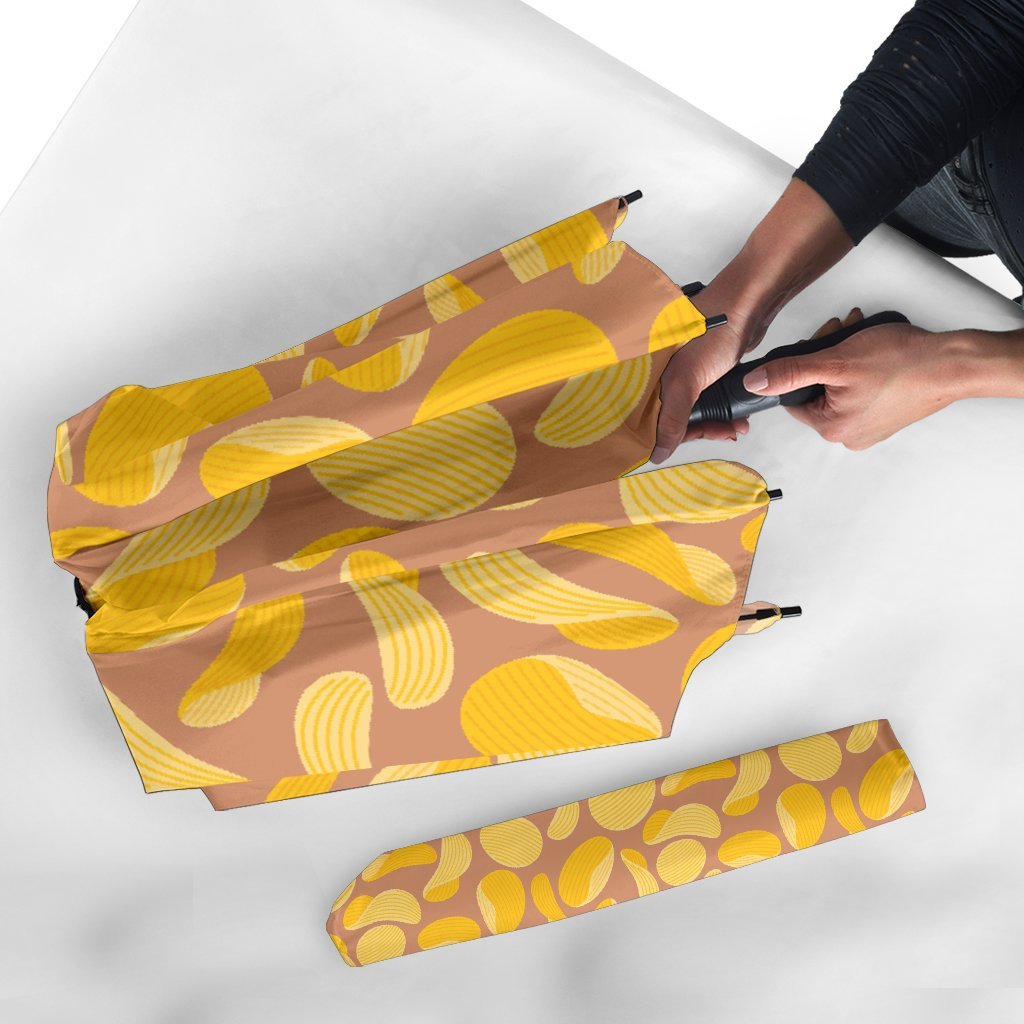 Potato Chip Pattern Print Automatic Foldable Umbrella-grizzshop