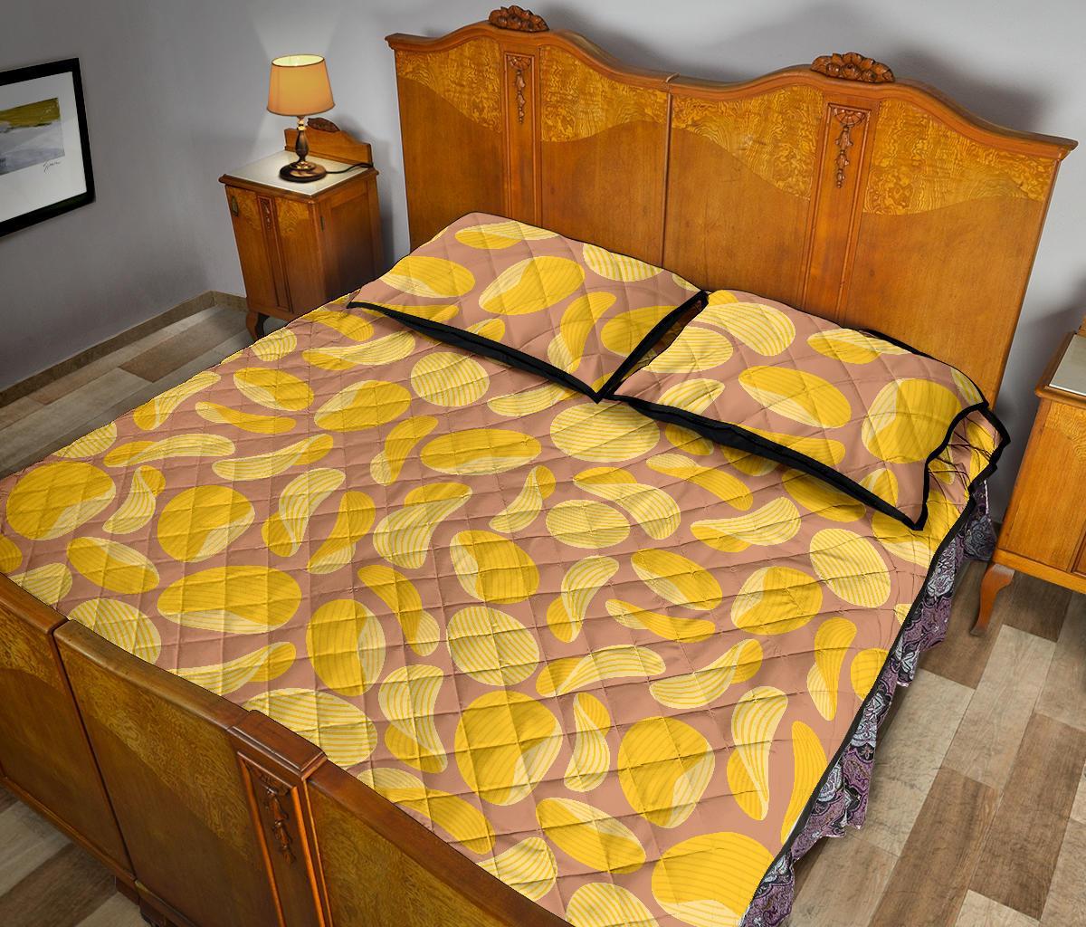 Potato Chip Pattern Print Bed Set Quilt-grizzshop