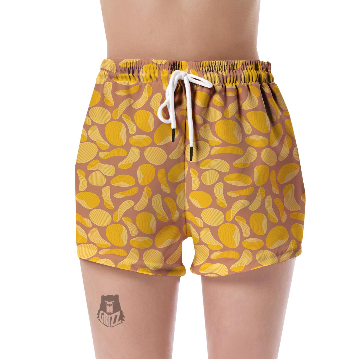 Potato Chip Pattern Print Women's Shorts-grizzshop