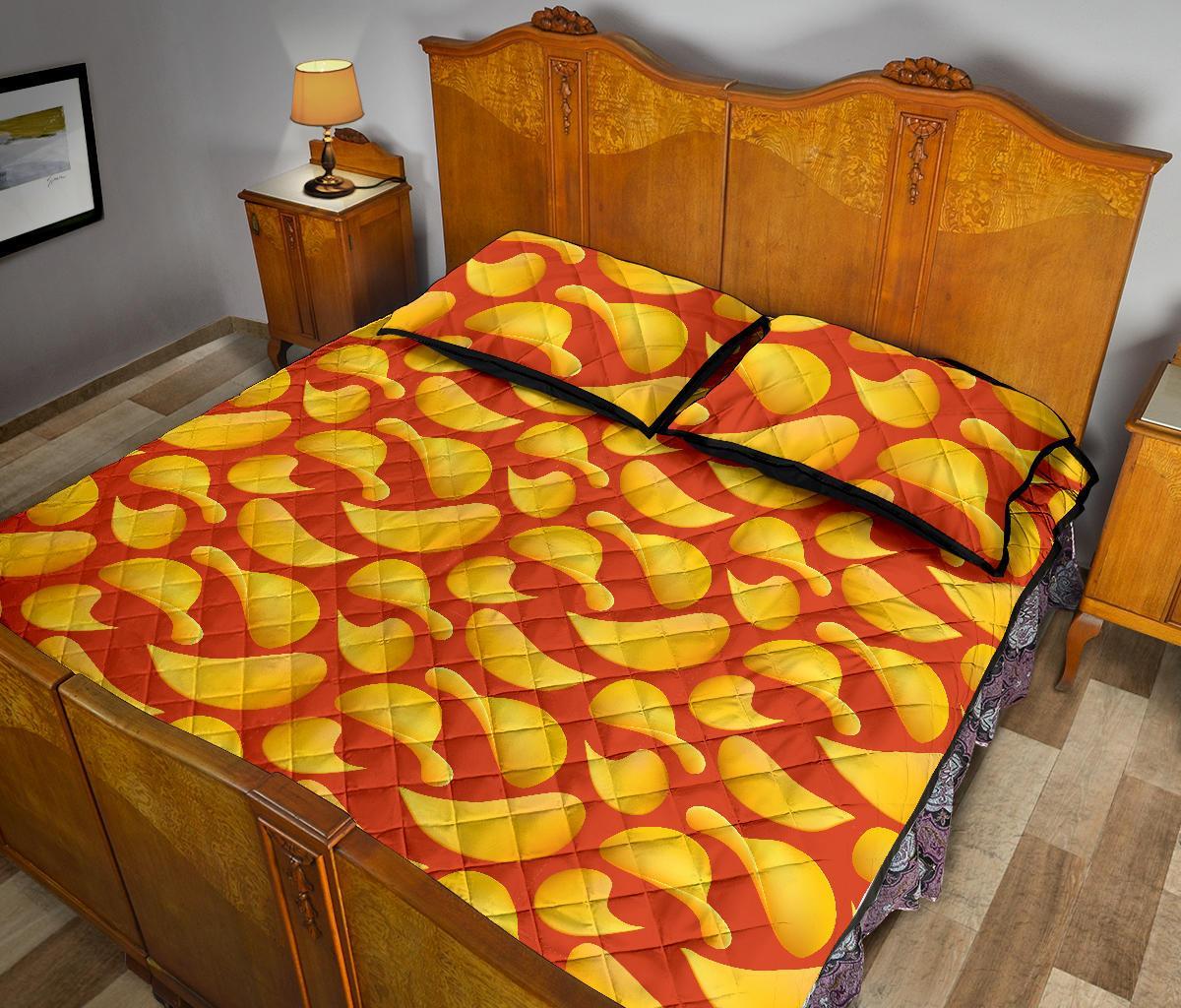 Potato Chip Print Pattern Bed Set Quilt-grizzshop