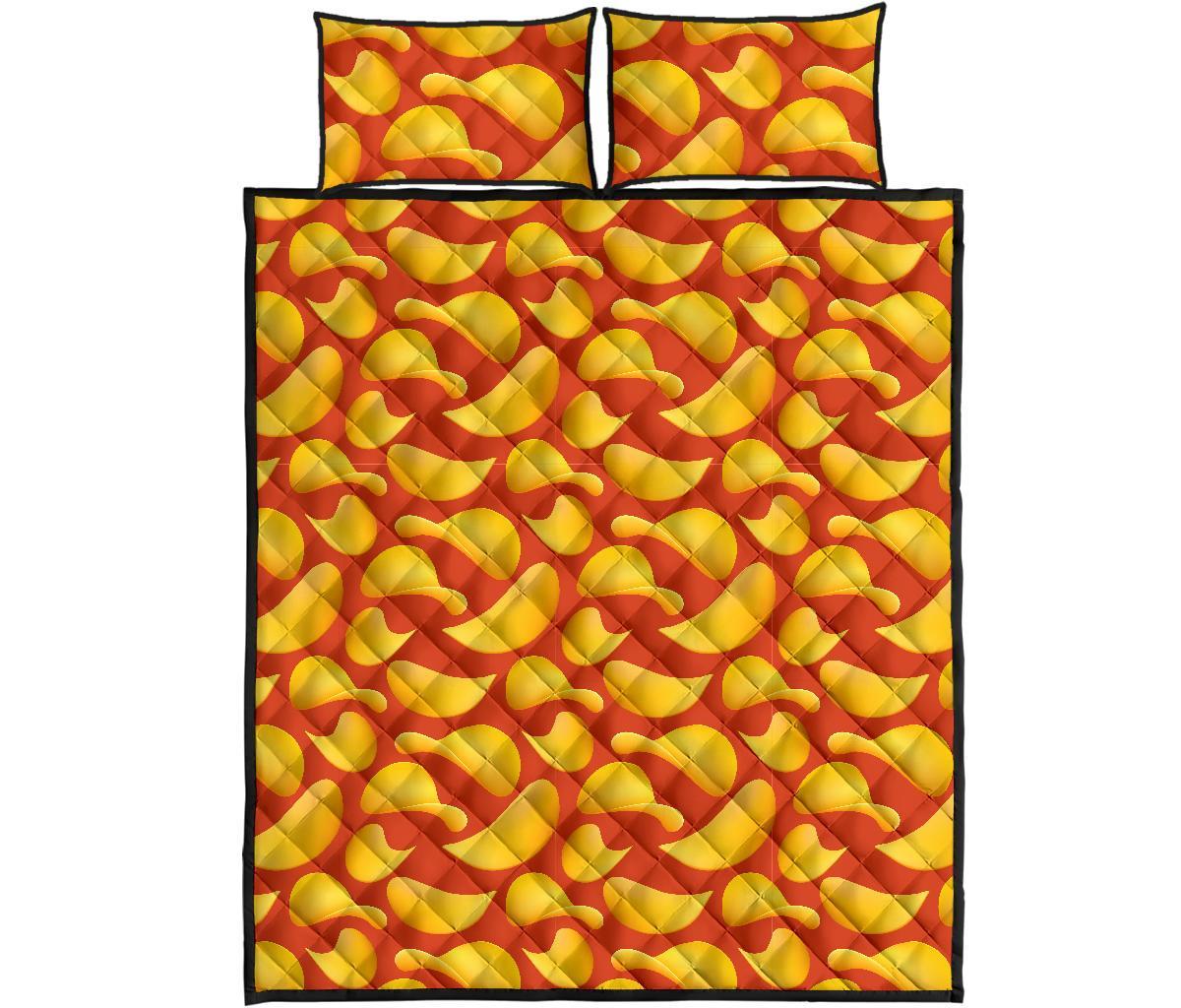 Potato Chip Print Pattern Bed Set Quilt-grizzshop