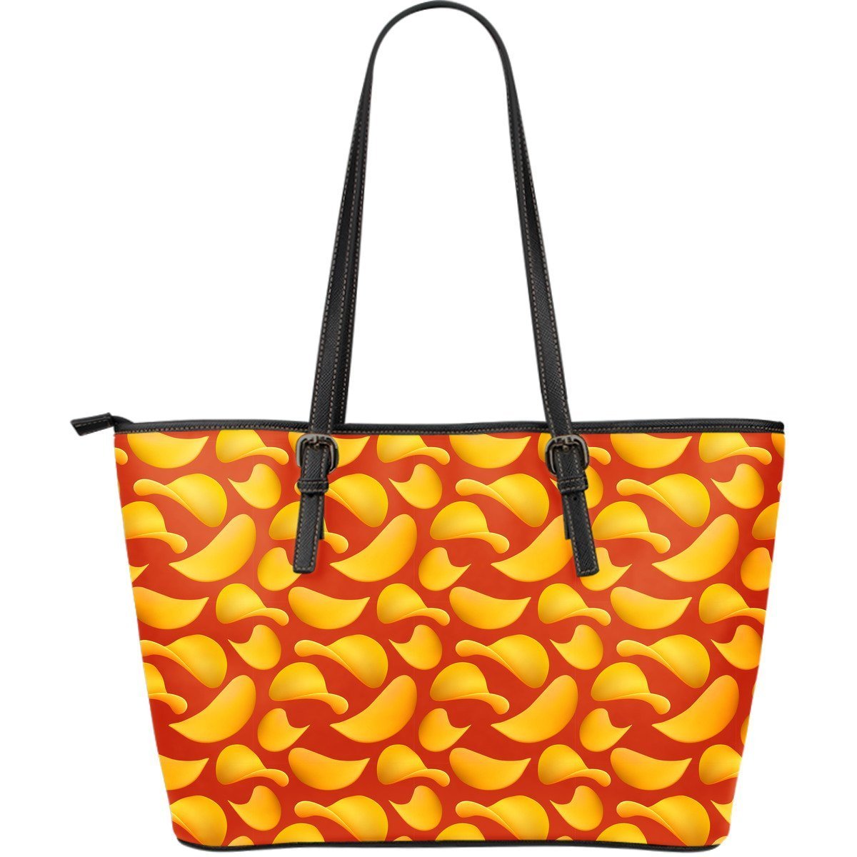 Potato Chip Print Pattern Leather Tote Bag-grizzshop