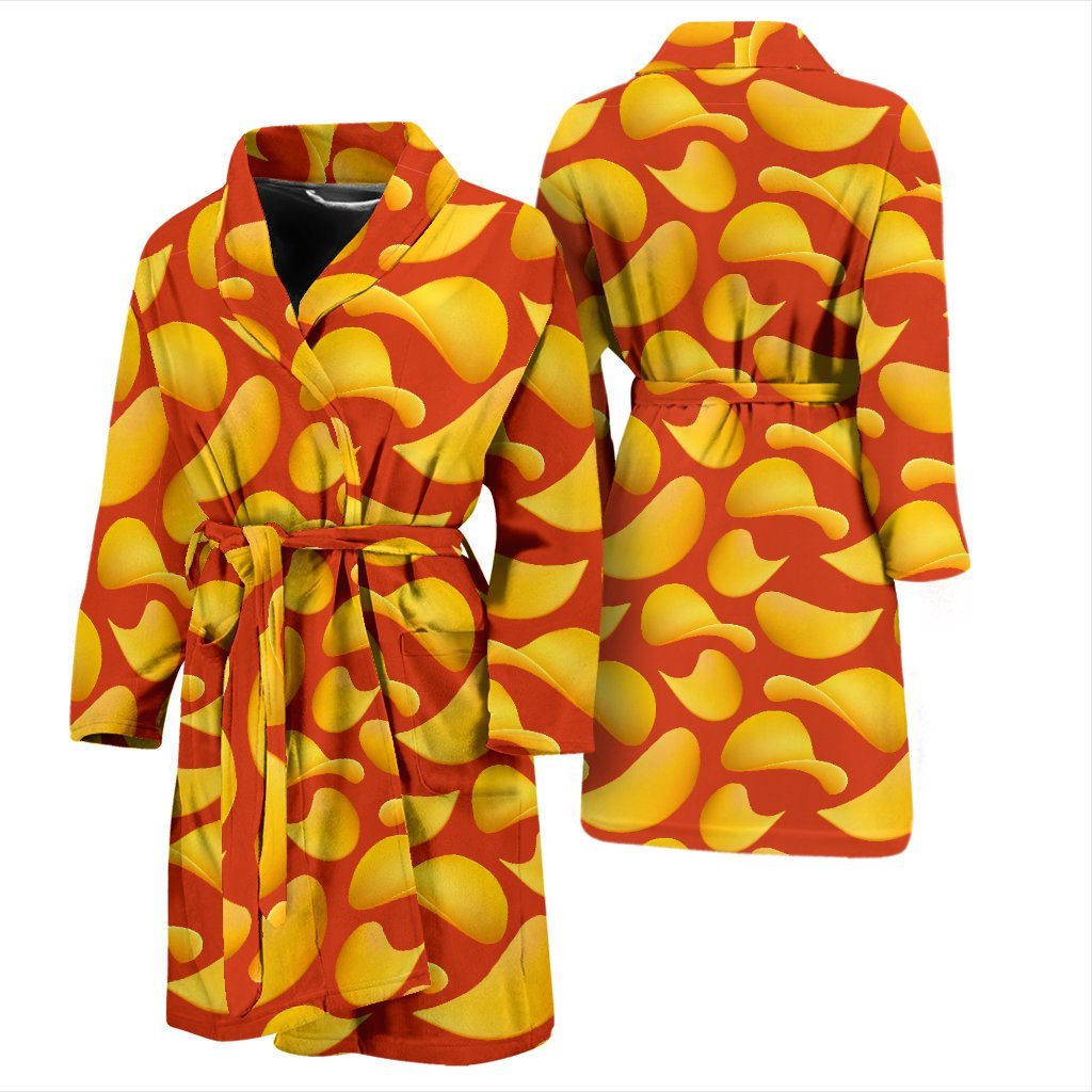 Potato Chip Print Pattern Men Long Robe-grizzshop