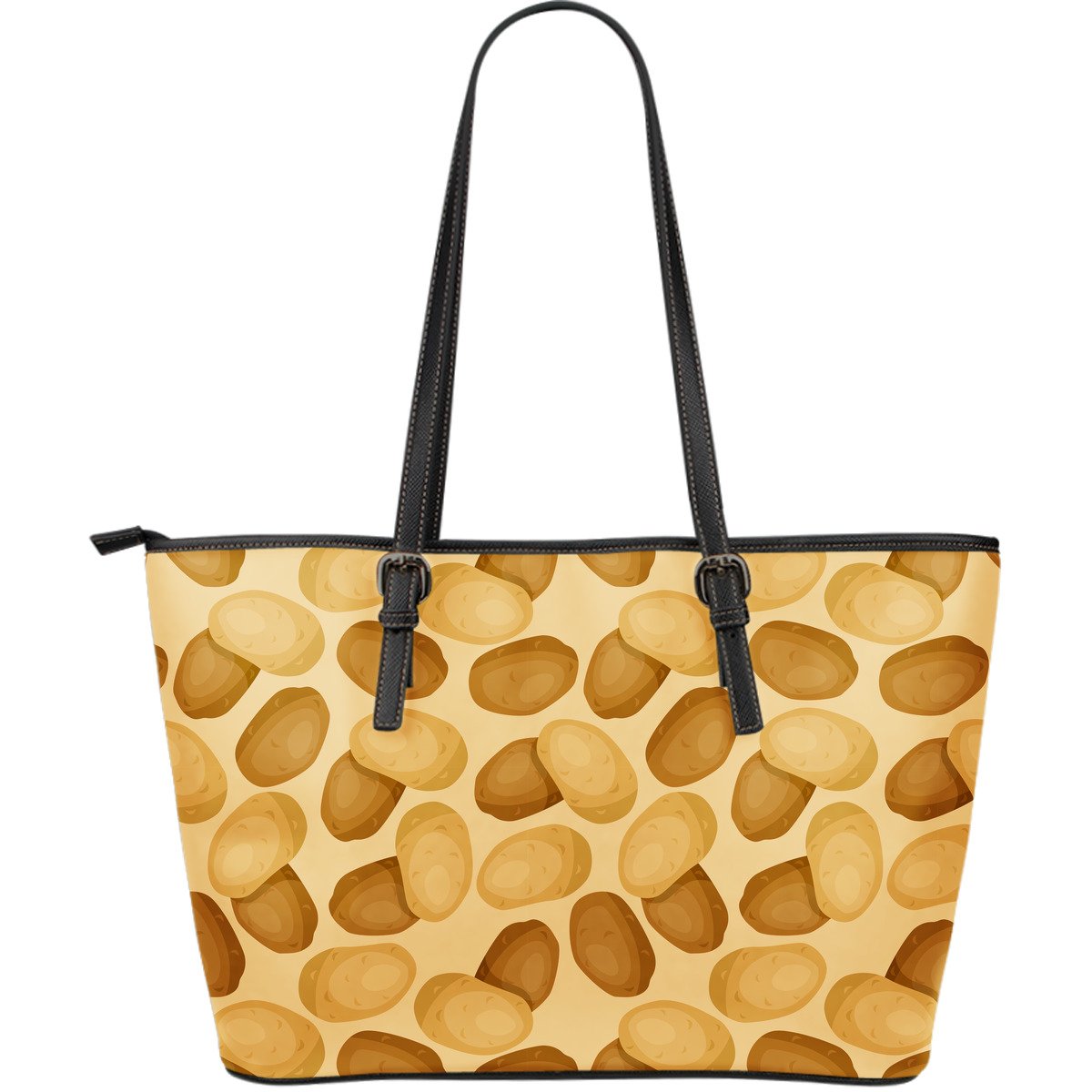 Potato Pattern Print Leather Tote Bag-grizzshop