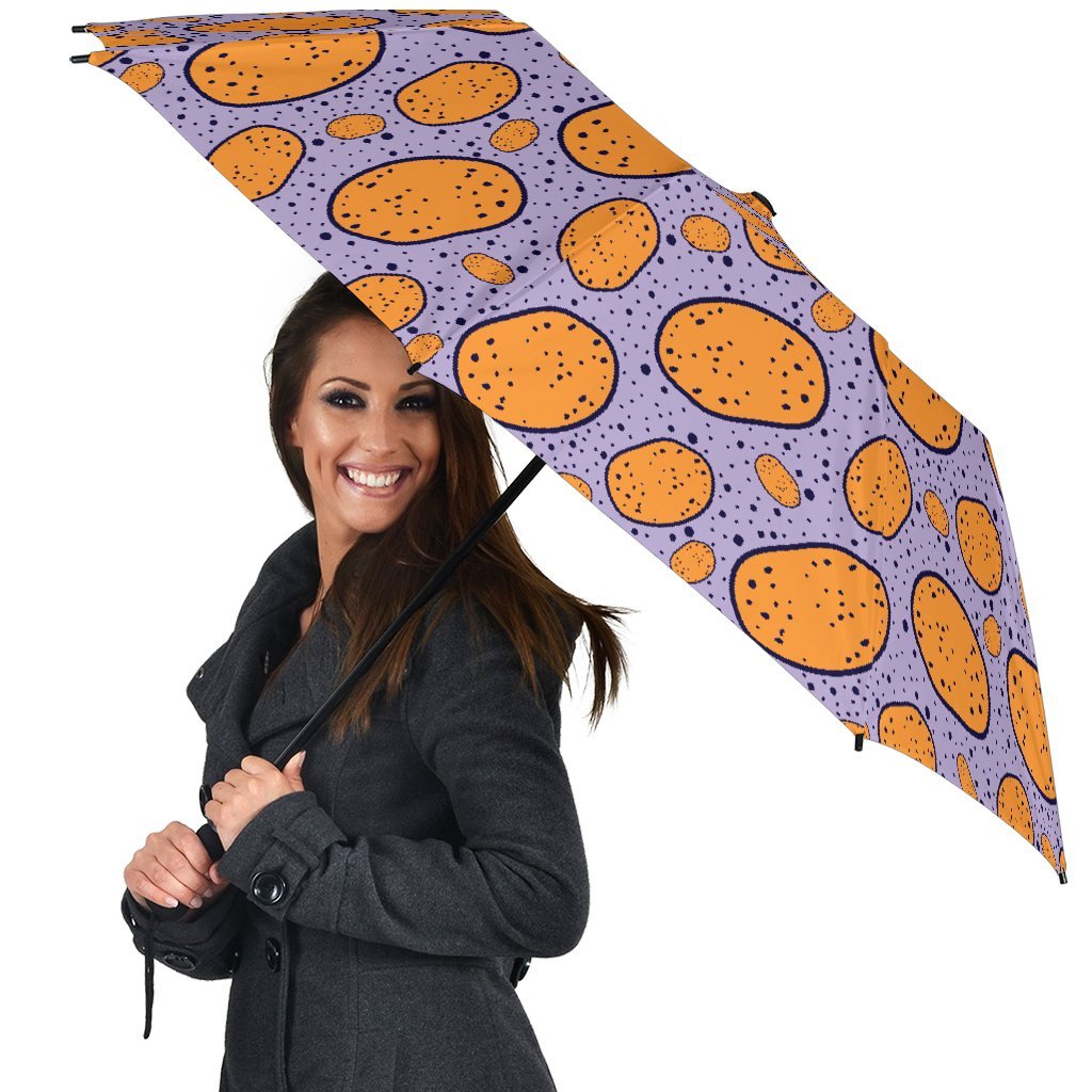 Potato Print Pattern Automatic Foldable Umbrella-grizzshop