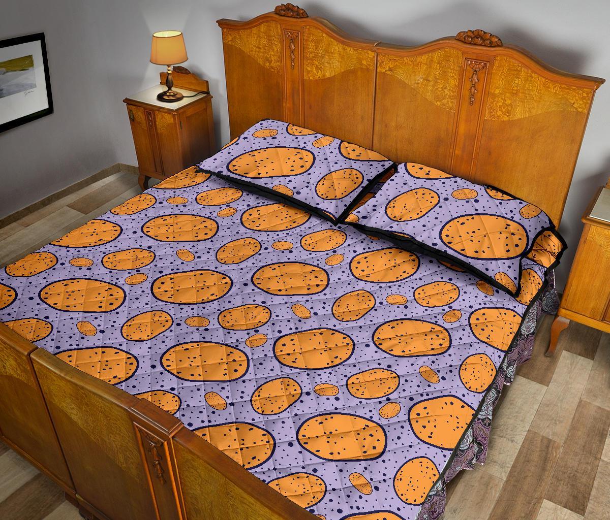 Potato Print Pattern Bed Set Quilt-grizzshop