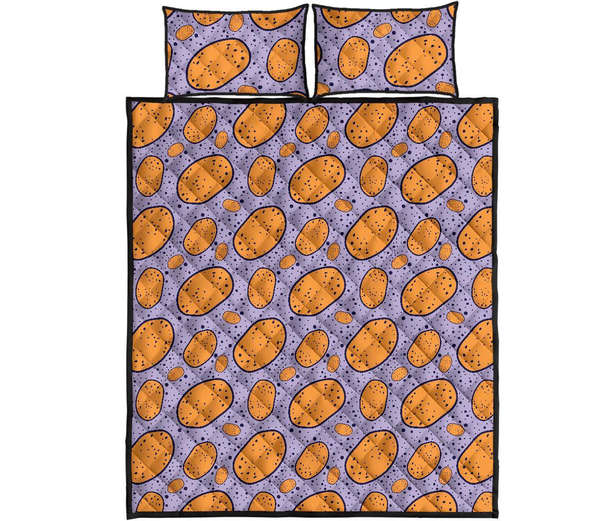 Potato Print Pattern Bed Set Quilt-grizzshop