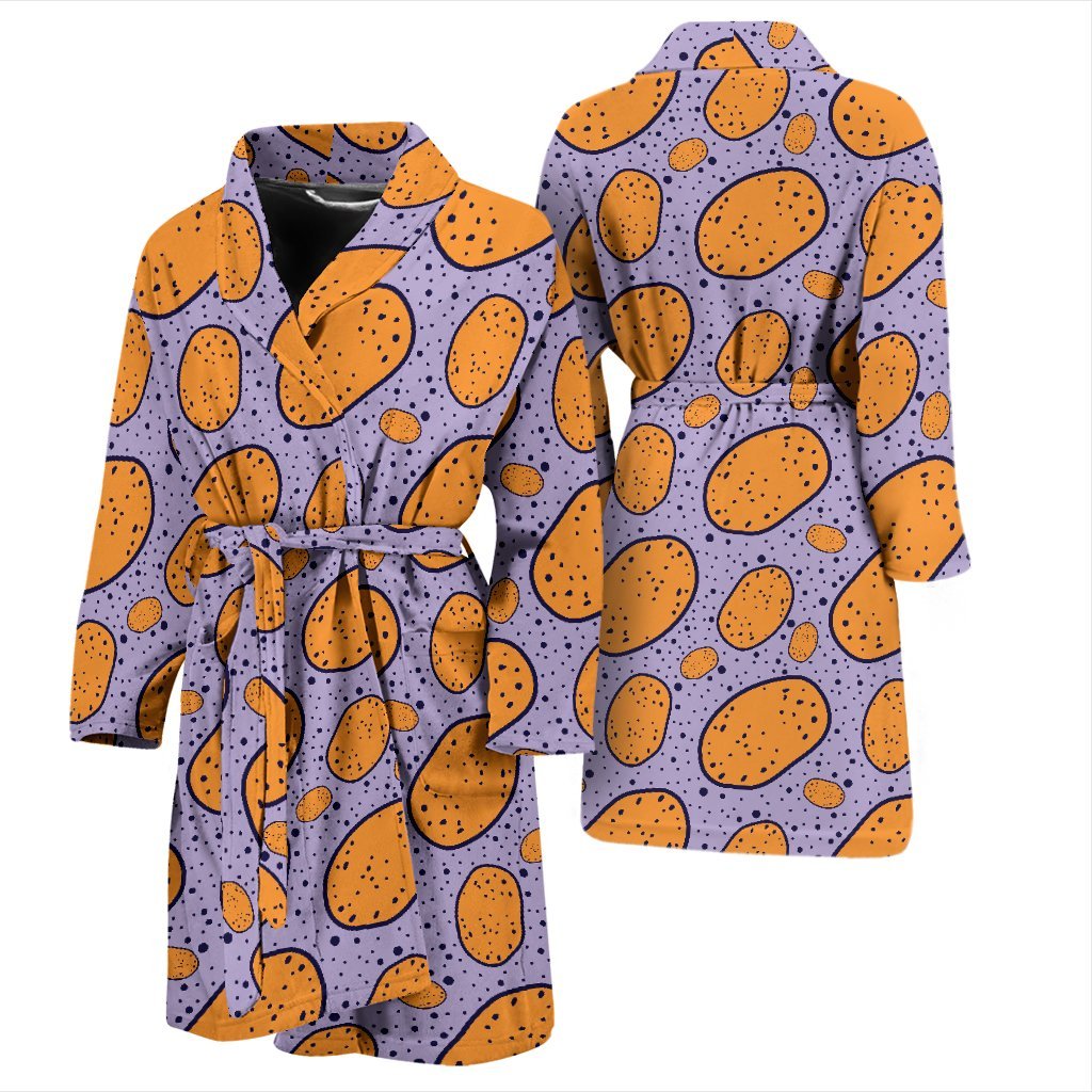 Potato Print Pattern Men Long Robe-grizzshop