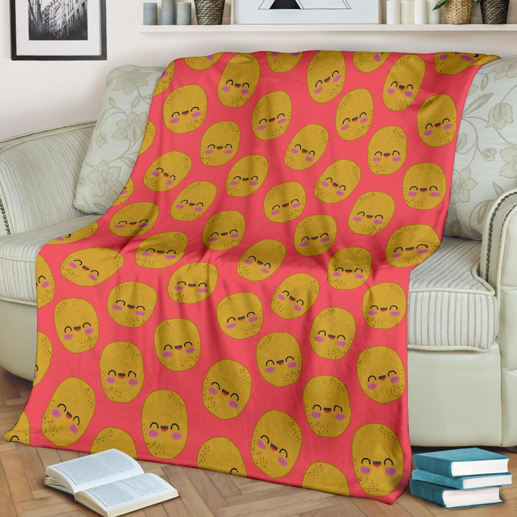 Potato Smile Pattern Print Blanket-grizzshop