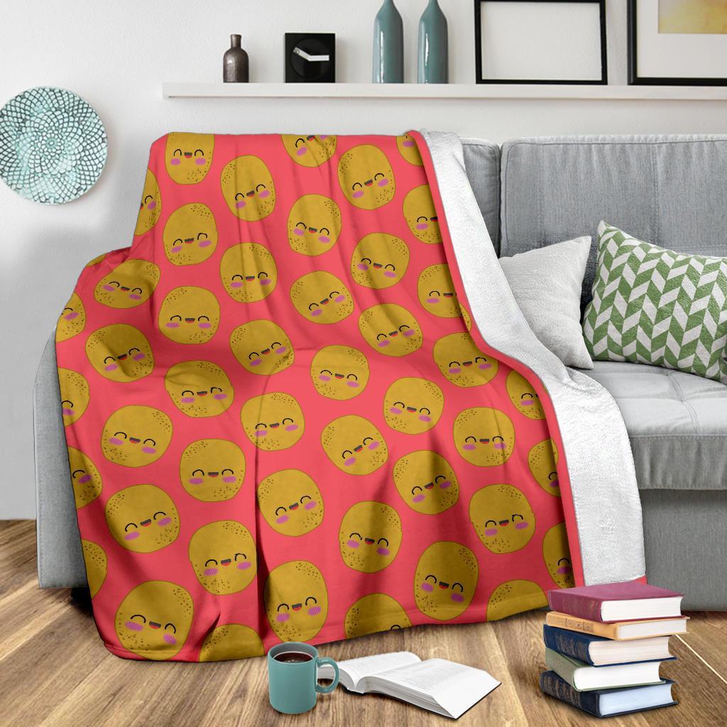 Potato Smile Pattern Print Blanket-grizzshop