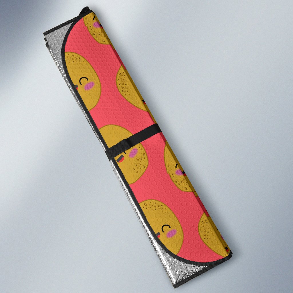 Potato Smile Pattern Print Car Sun Shade-grizzshop