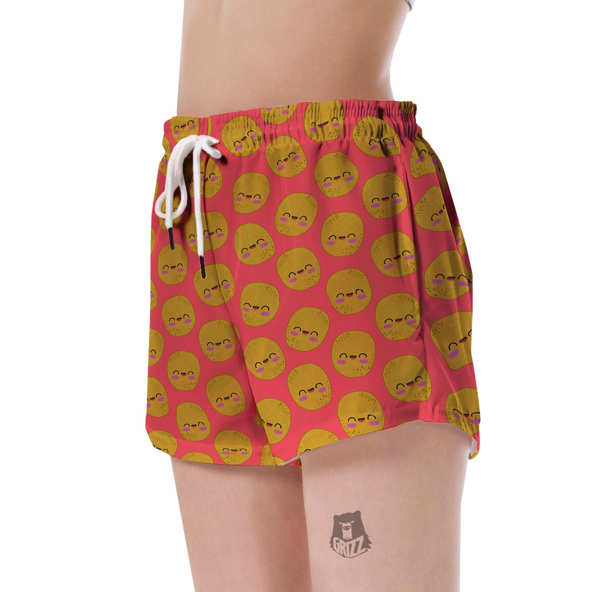 Potato Smile Pattern Print Women's Shorts-grizzshop