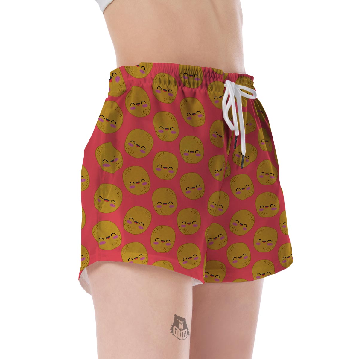 Potato Smile Pattern Print Women's Shorts-grizzshop