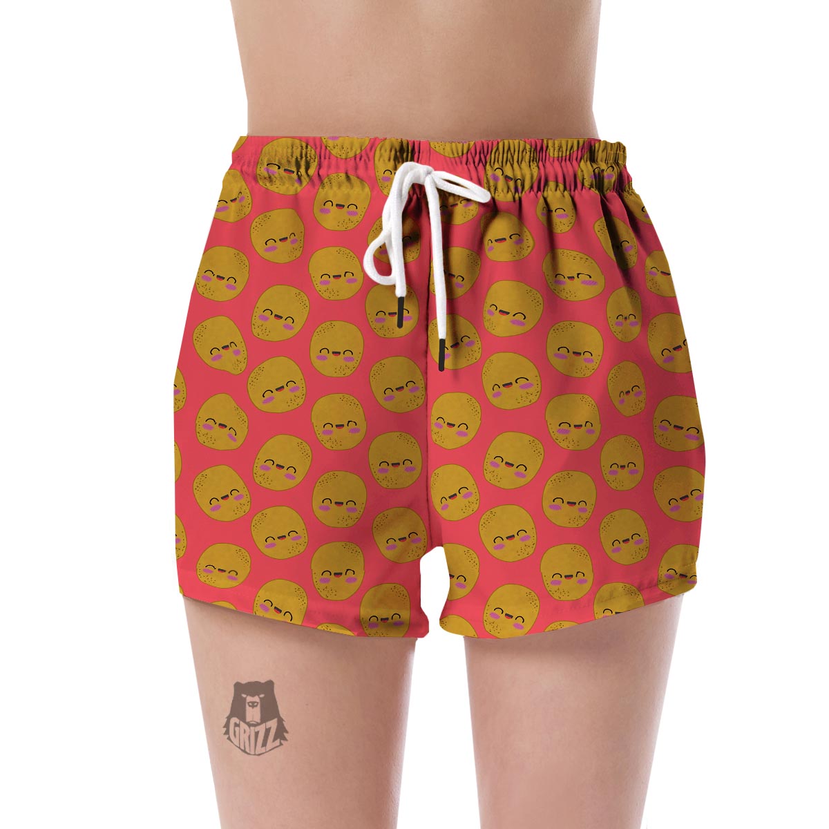 Potato Smile Pattern Print Women's Shorts-grizzshop