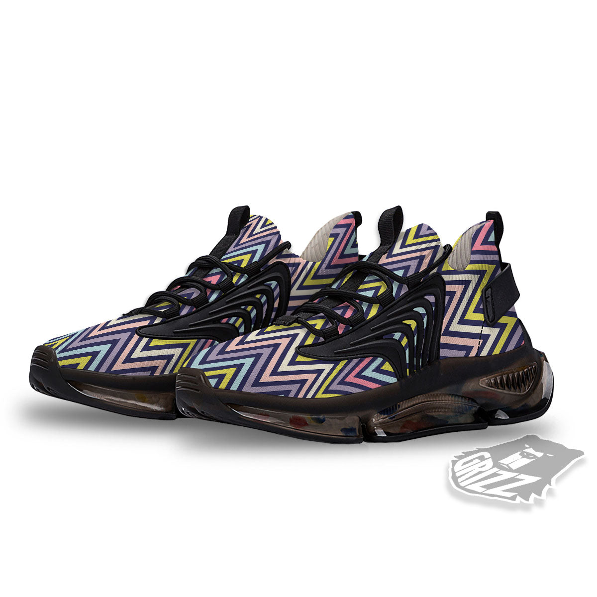 Pride Zigzag Rainbow Gay Print Pattern Black Gym Shoes-grizzshop