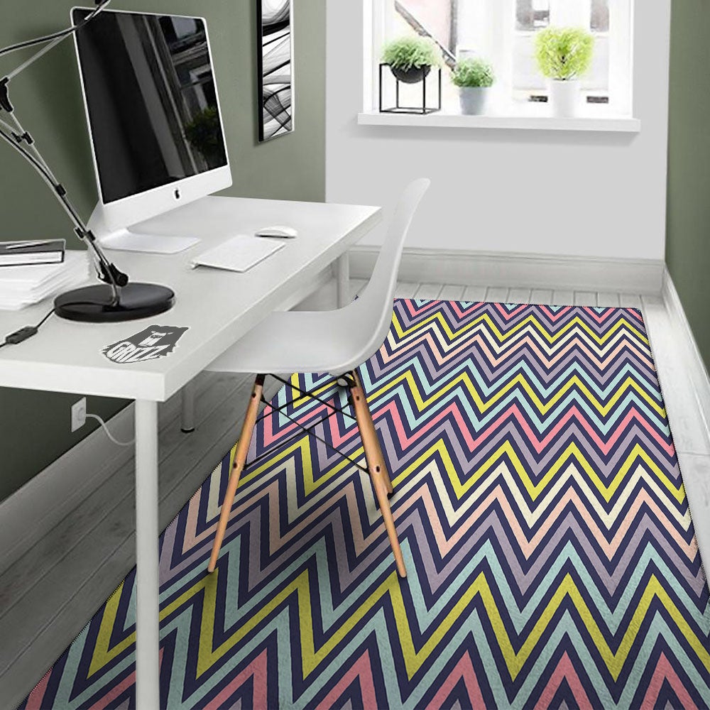 Pride Zigzag Rainbow Gay Print Pattern Floor Mat-grizzshop