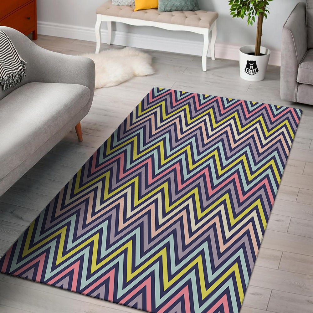 Pride Zigzag Rainbow Gay Print Pattern Floor Mat-grizzshop