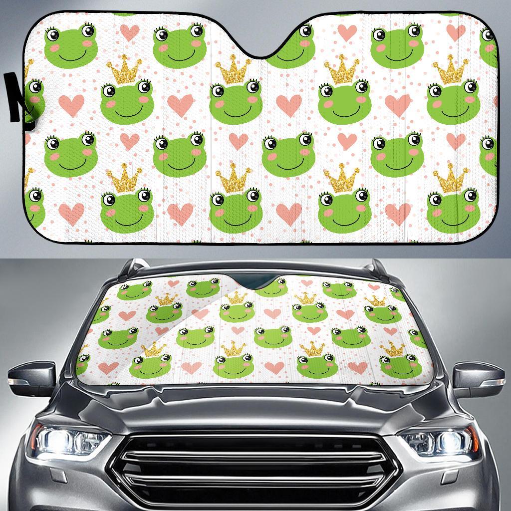 Prince Crown Frog Pattern Print Car Sun Shade-grizzshop