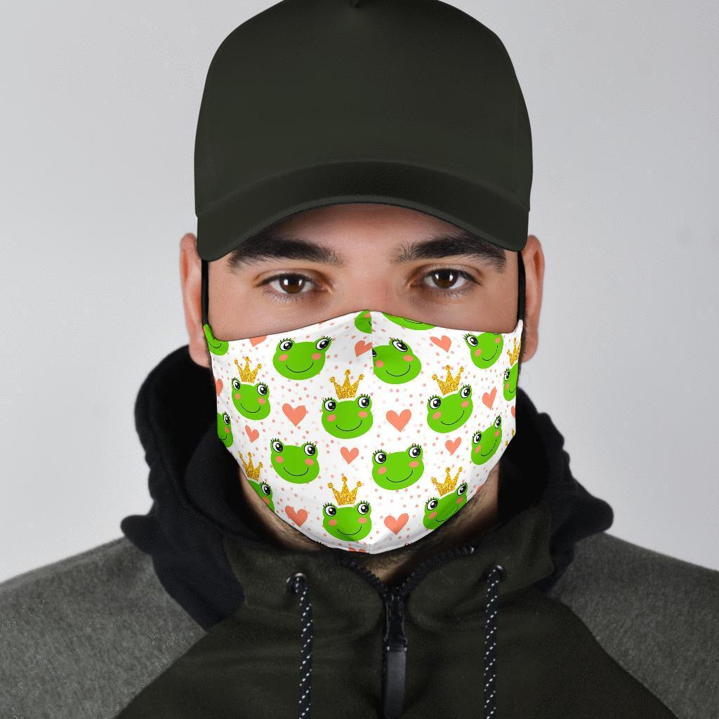 Prince Crown Frog Pattern Print Face Mask-grizzshop