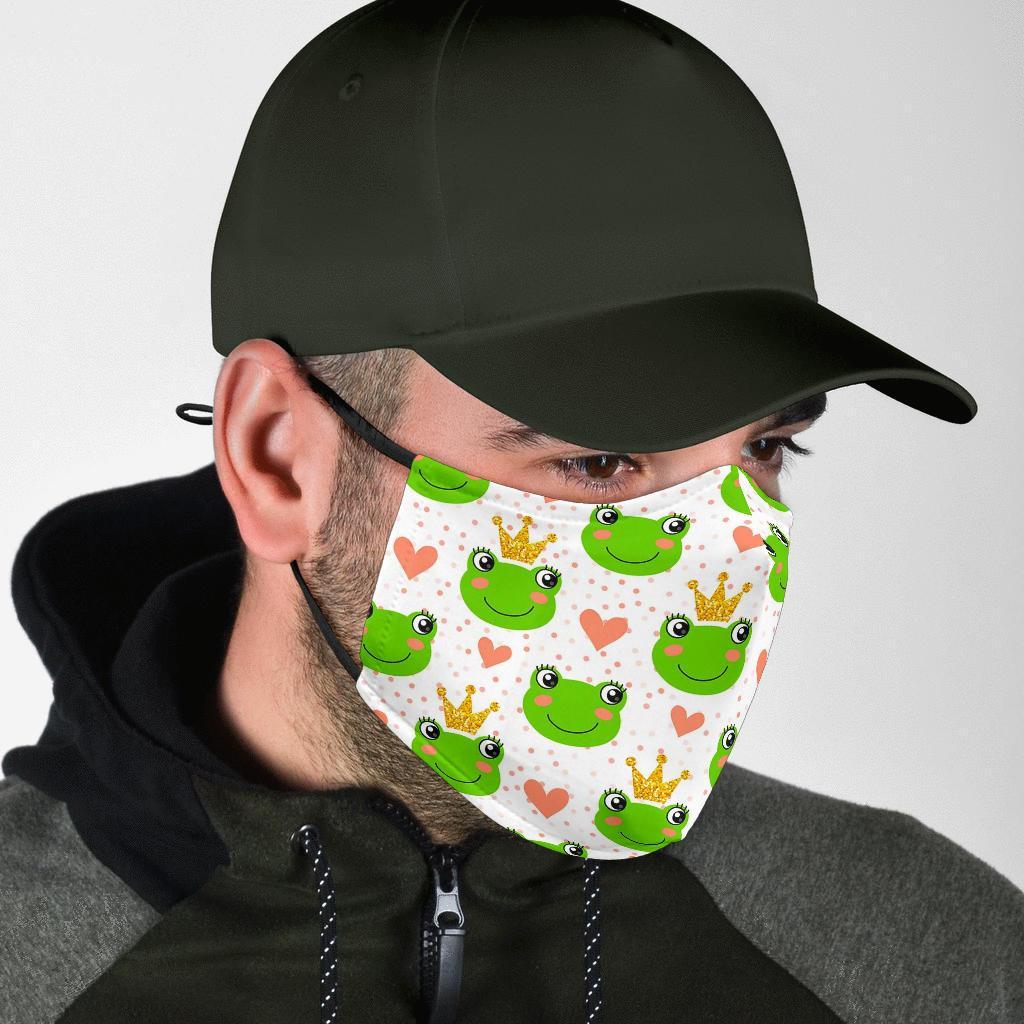 Prince Crown Frog Pattern Print Face Mask-grizzshop