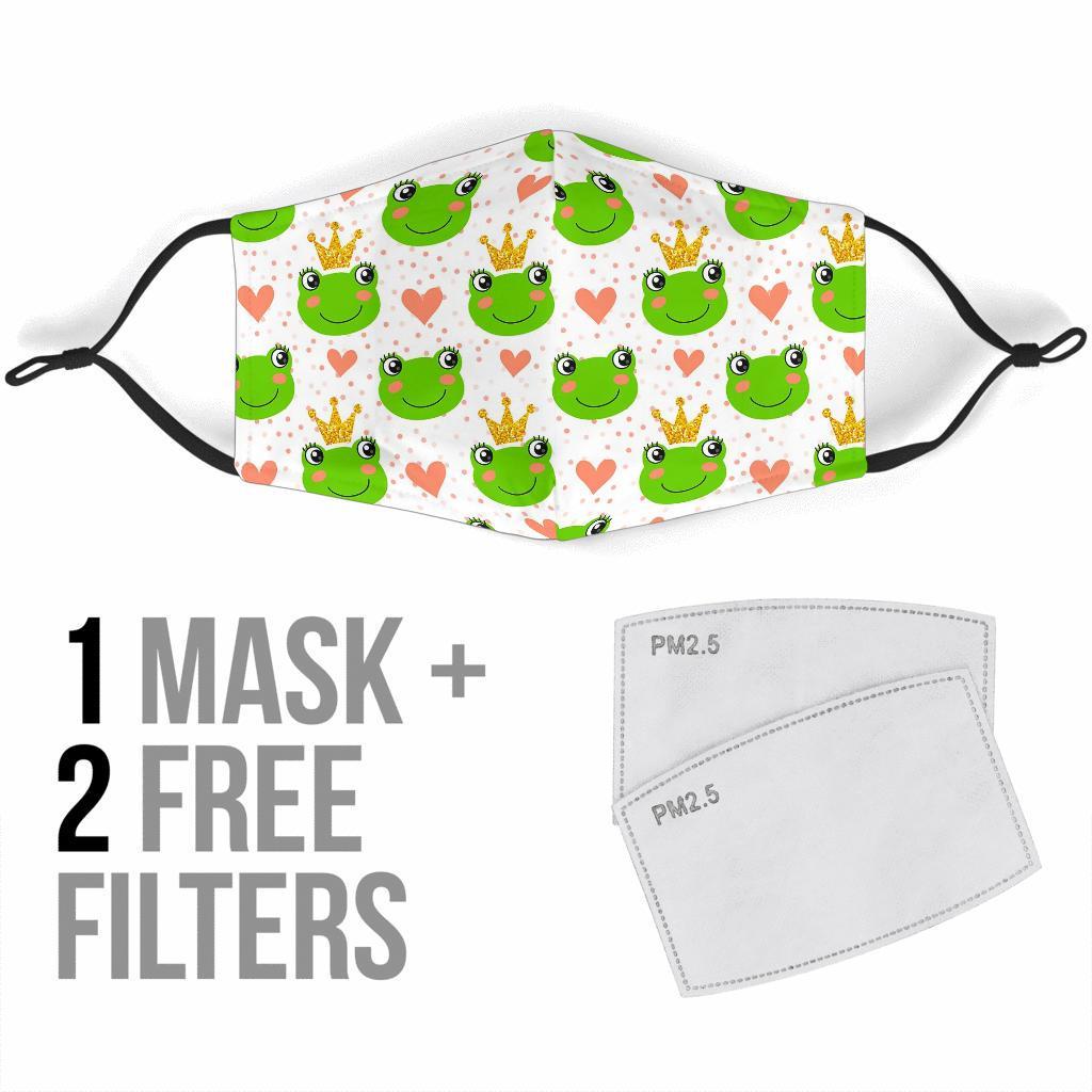 Prince Crown Frog Pattern Print Face Mask-grizzshop