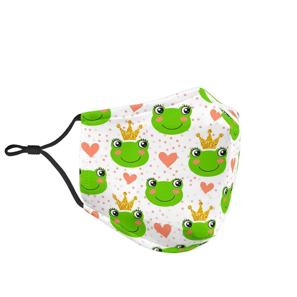 Prince Crown Frog Pattern Print Face Mask-grizzshop