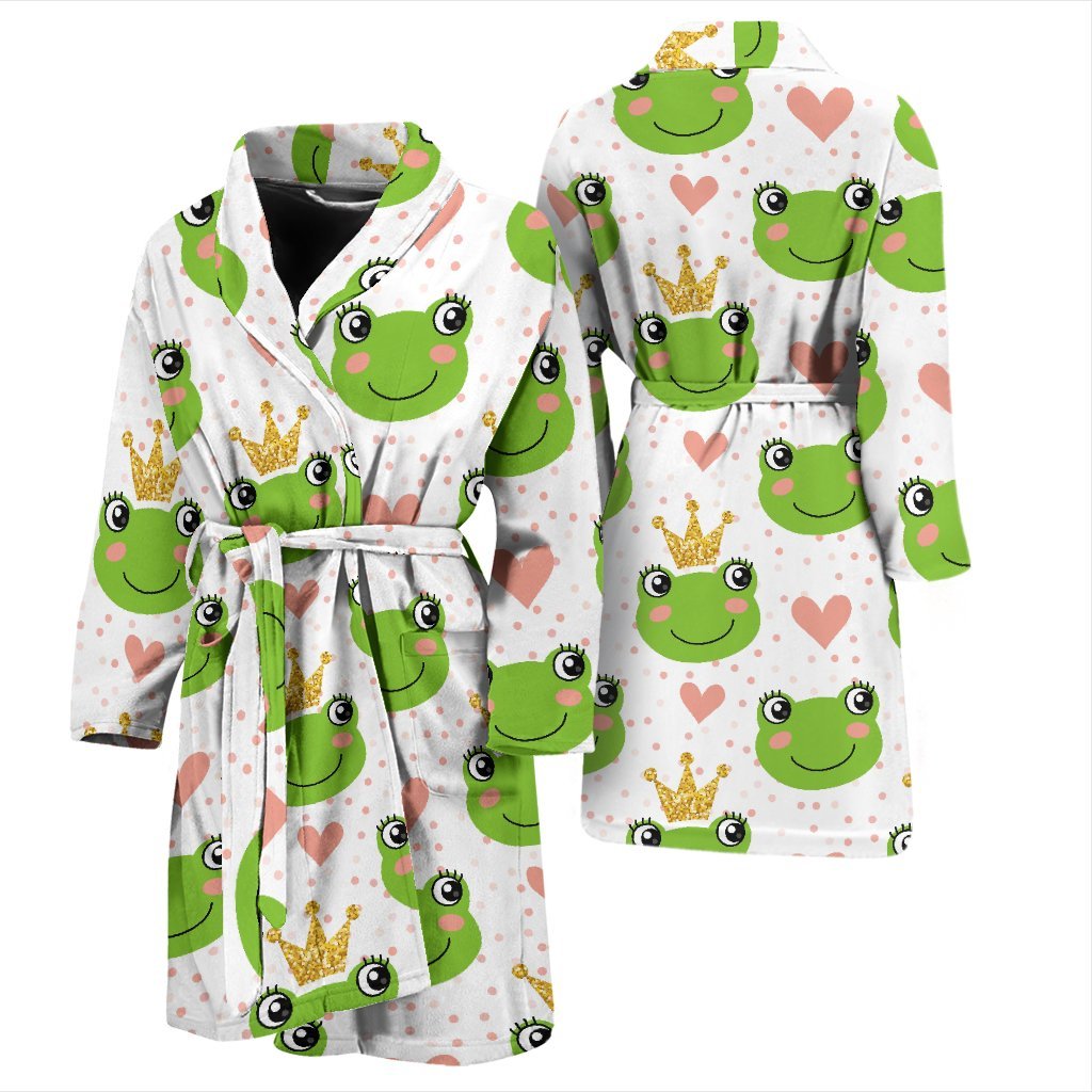 Prince Crown Frog Pattern Print Men Long Robe-grizzshop