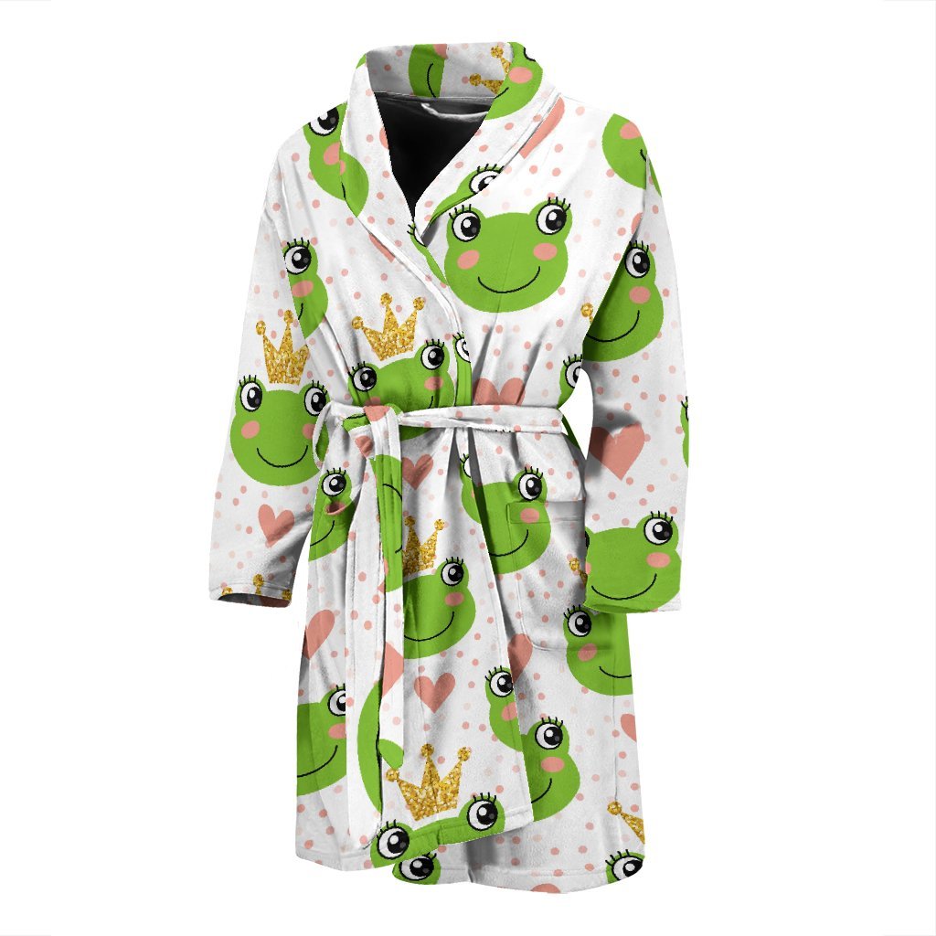 Prince Crown Frog Pattern Print Men Long Robe-grizzshop