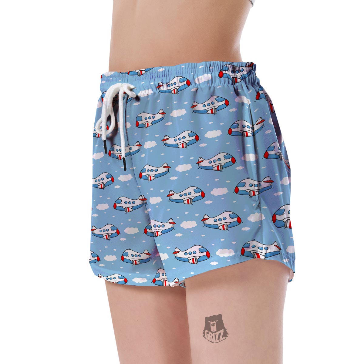 Print Airplane Pattern Women's Shorts-grizzshop
