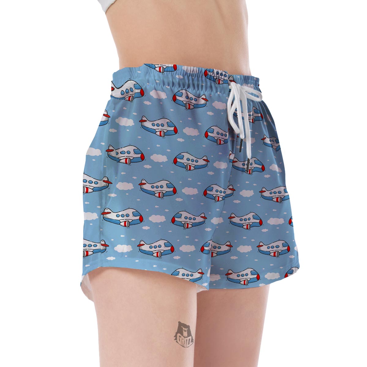 Print Airplane Pattern Women's Shorts-grizzshop