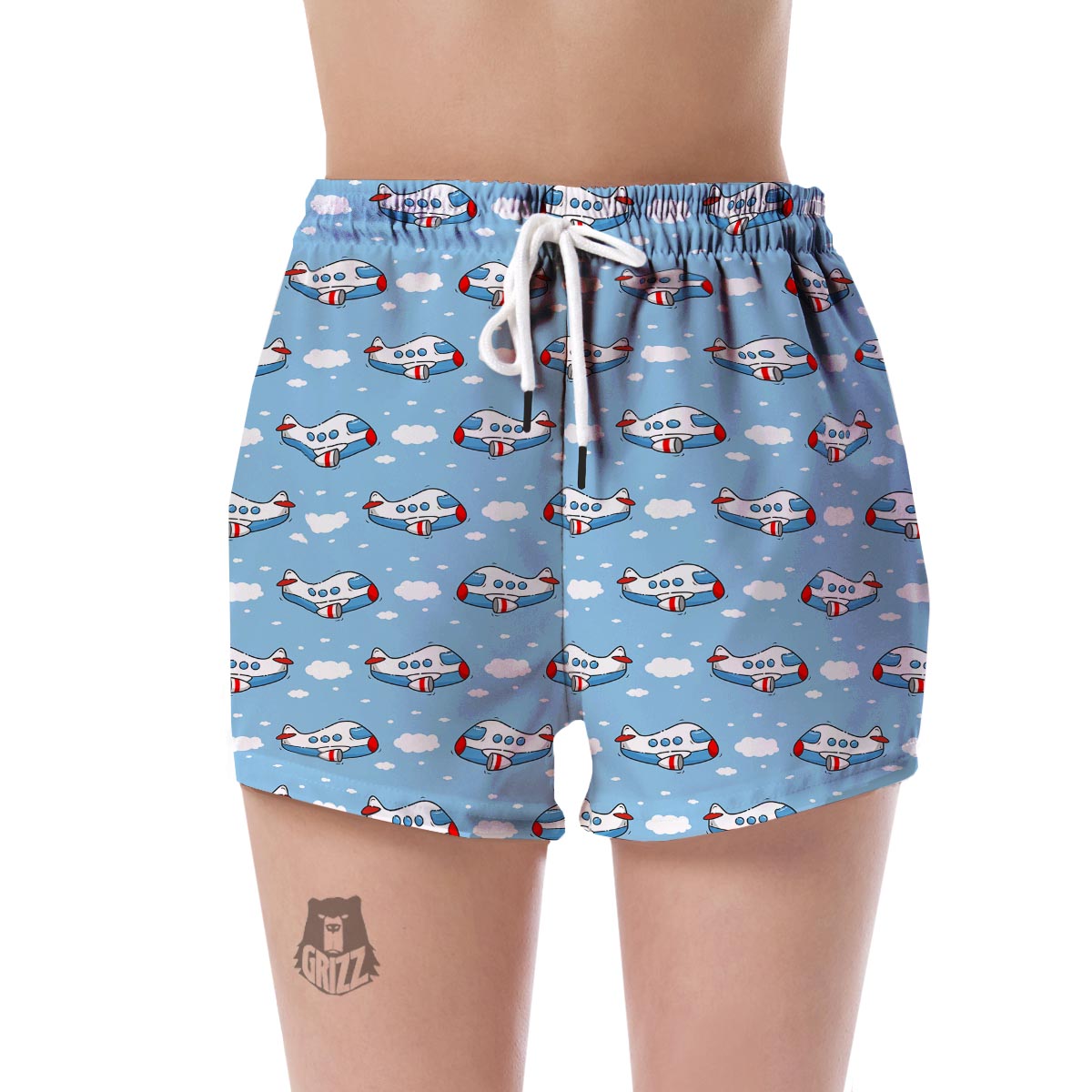 Print Airplane Pattern Women's Shorts-grizzshop