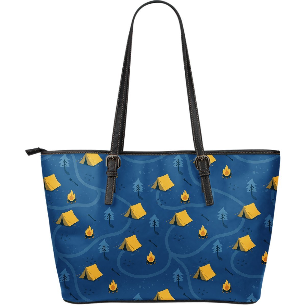 Print Camper Pattern Leather Tote Bag-grizzshop