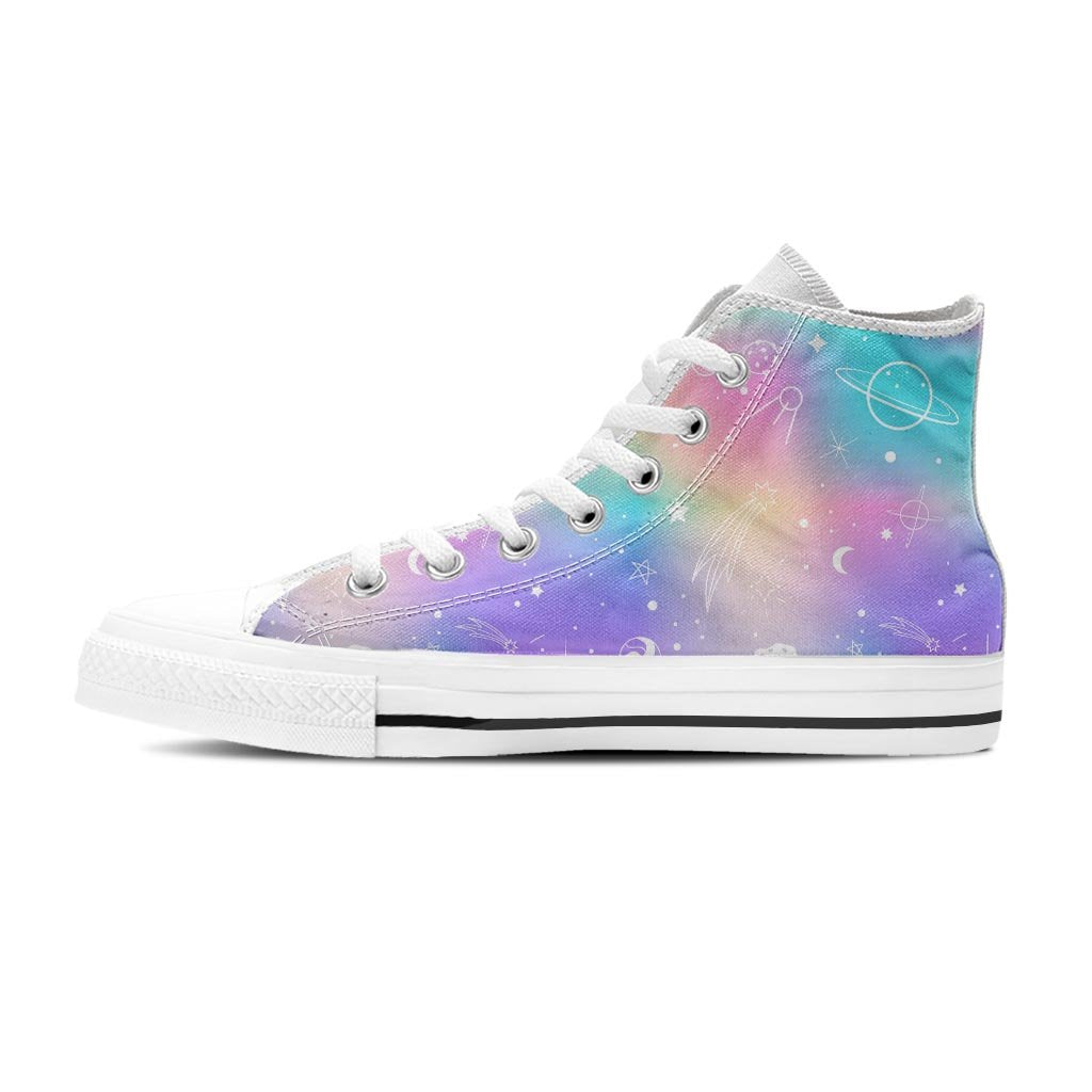 Print Holographic Men's High Top Shoes-grizzshop