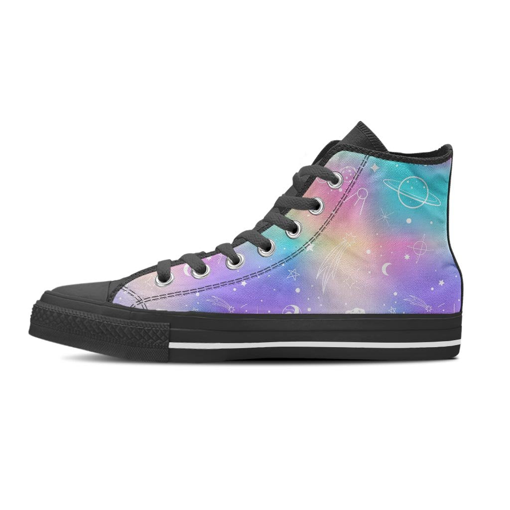 Print Holographic Men's High Top Shoes-grizzshop