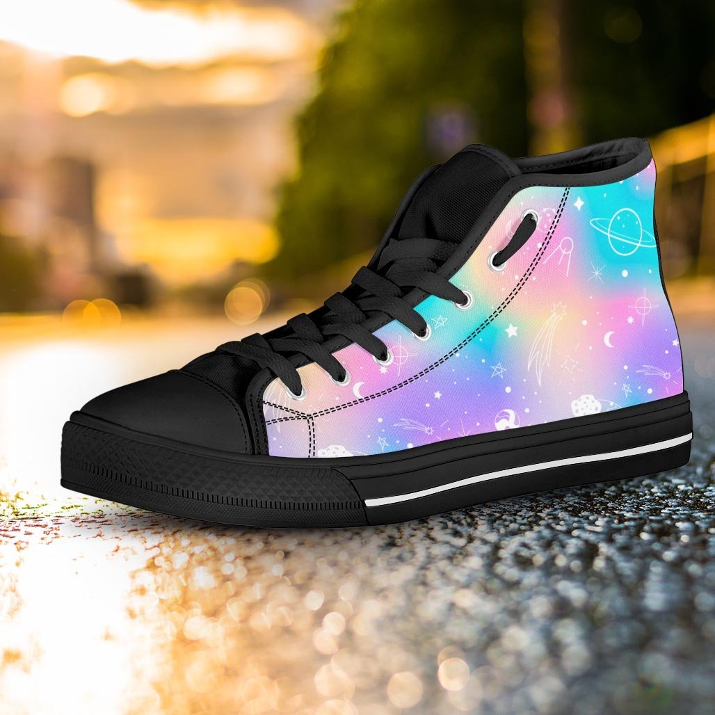 Print Holographic Women's High Top Shoes-grizzshop