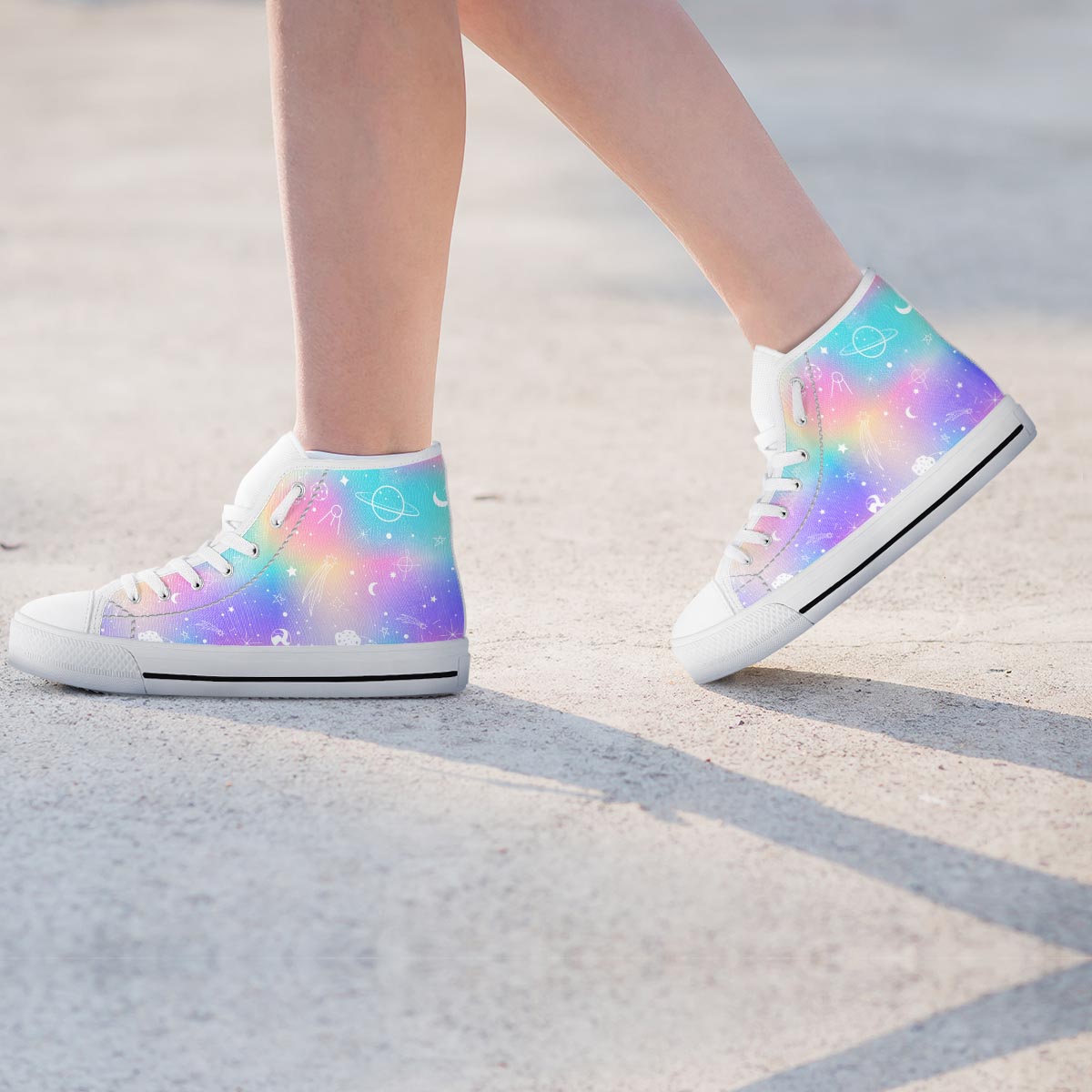 Print Holographic Women's High Top Shoes-grizzshop
