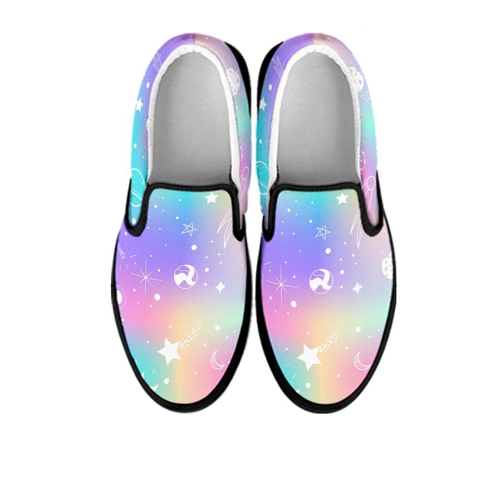 Print Holographic Women's Slip On Sneakers-grizzshop