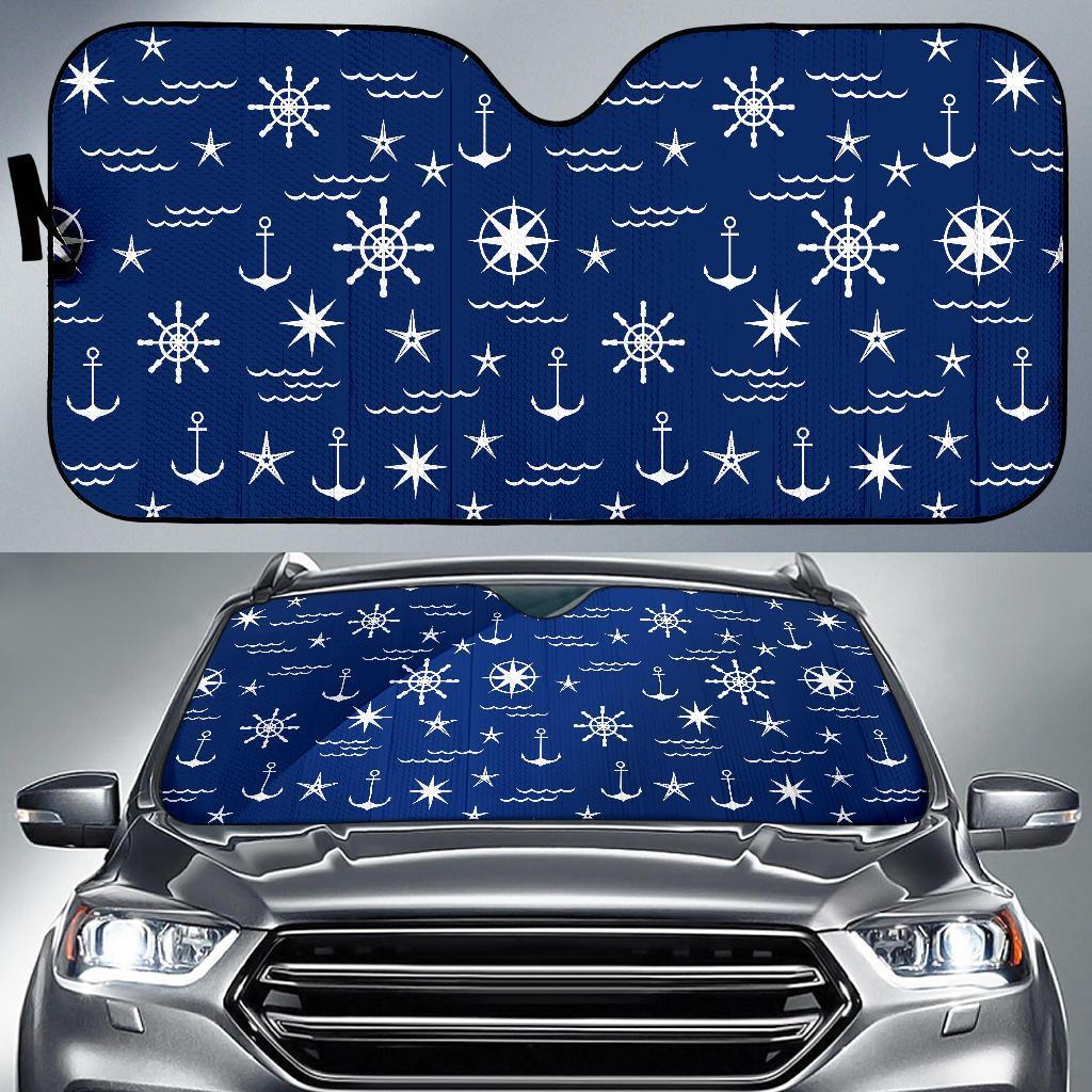 Print Pattern Anchor Nautical Car Sun Shade-grizzshop