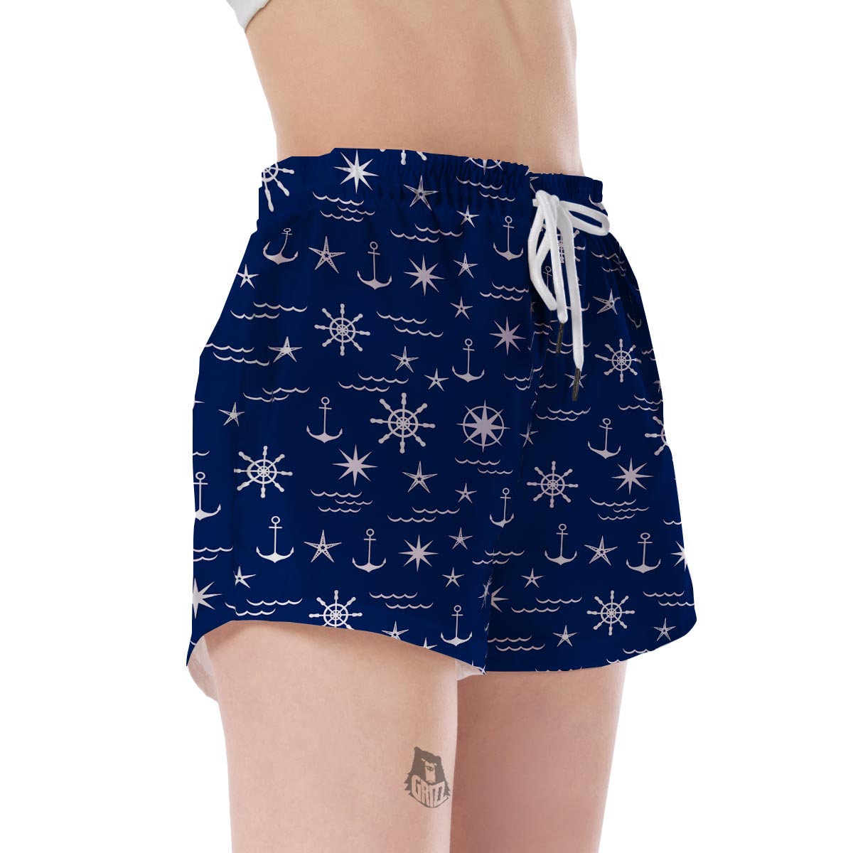 Print Pattern Anchor Nautical Women's Shorts-grizzshop