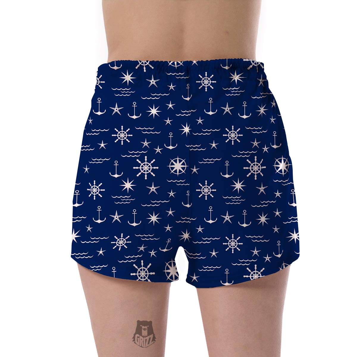 Print Pattern Anchor Nautical Women's Shorts-grizzshop