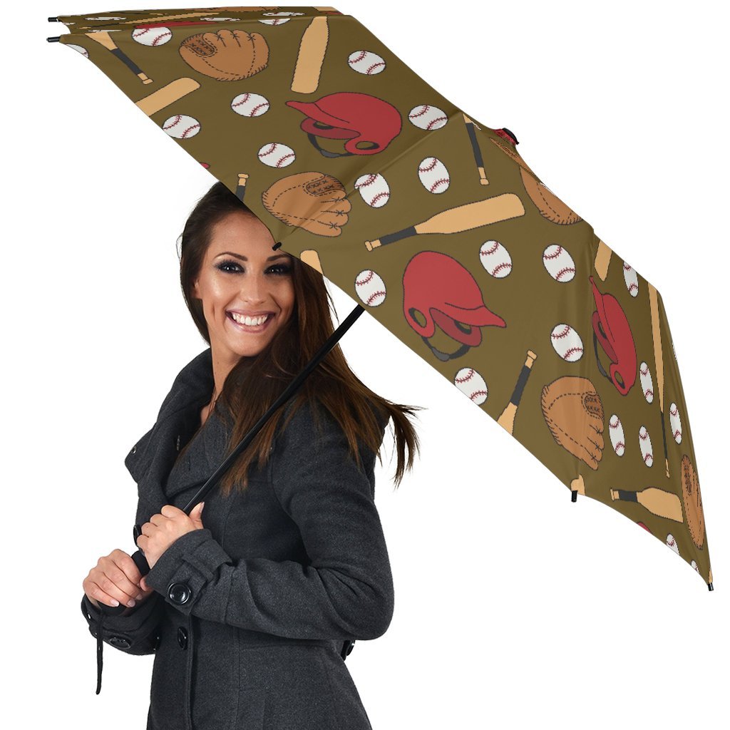 Print Pattern Baseball Automatic Foldable Umbrella-grizzshop
