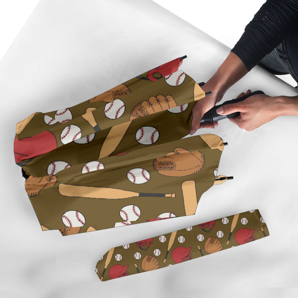 Print Pattern Baseball Automatic Foldable Umbrella-grizzshop