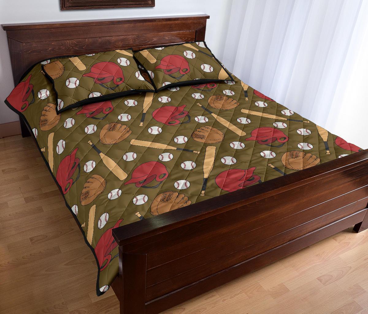 Print Pattern Baseball Bed Set Quilt-grizzshop