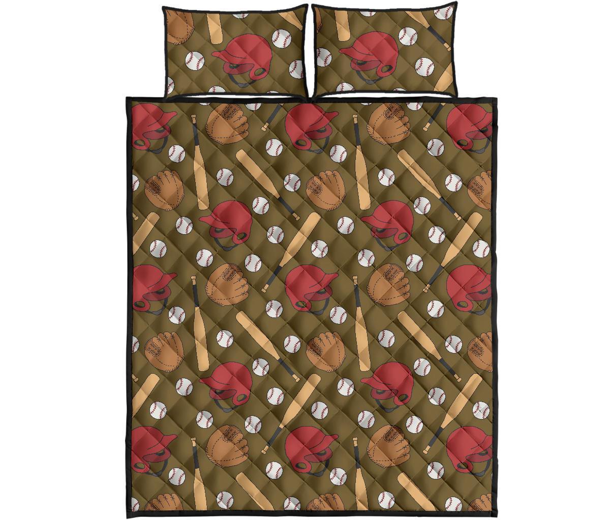 Print Pattern Baseball Bed Set Quilt-grizzshop