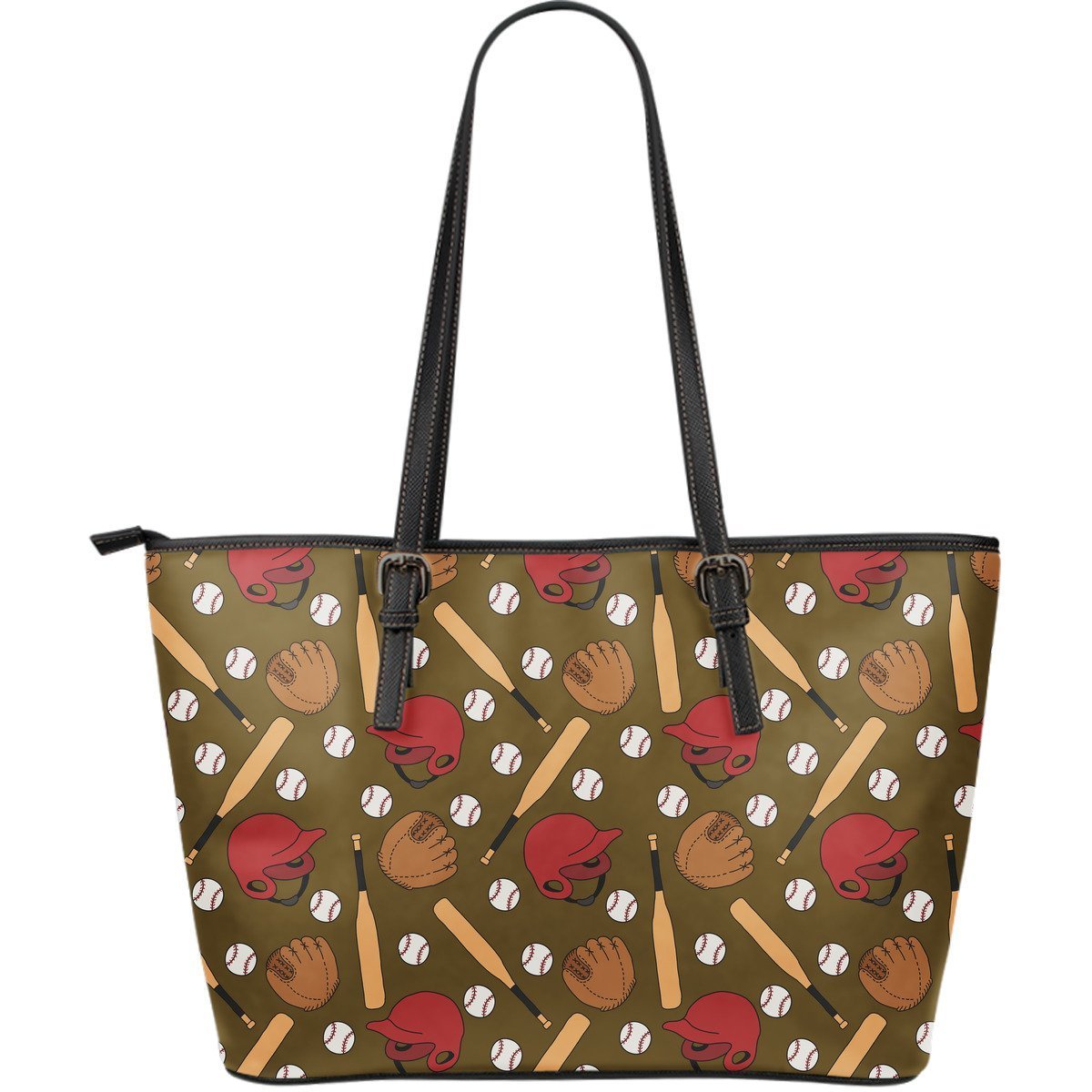 Print Pattern Baseball Leather Tote Bag-grizzshop