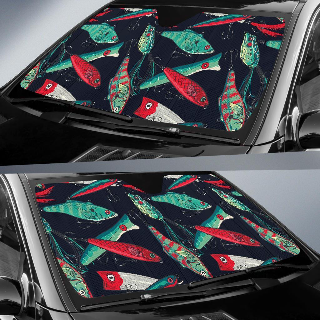Print Pattern Bass Fishing Bait Car Sun Shade-grizzshop