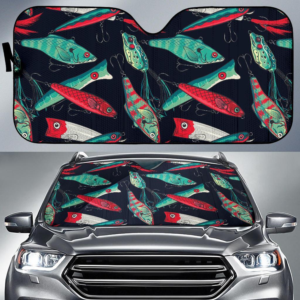 Print Pattern Bass Fishing Bait Car Sun Shade-grizzshop